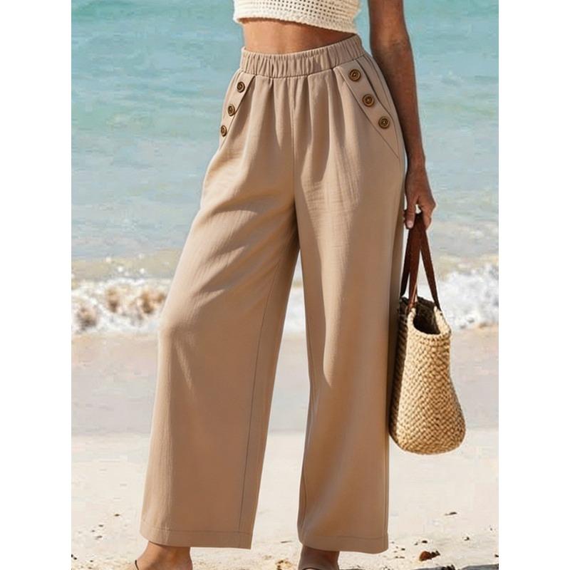 JPNTKY Women's Fashion Casual Solid Color Print Pants & Capris