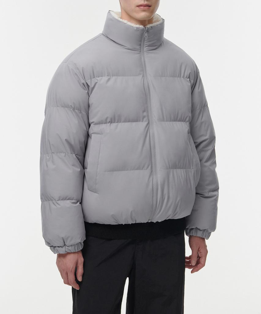 Musinsa Standard Daily Puffer Reversible Fleece Short Padded Jacket [Light Gray/Ivory]