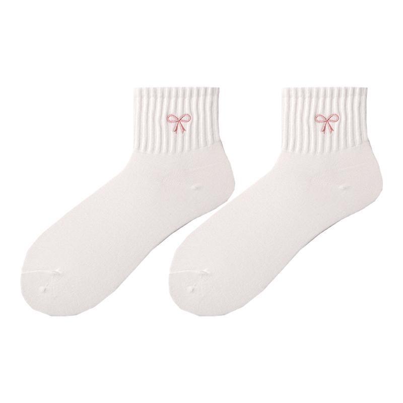 2pcs White Socks Women's Spring and Summer Ins Tide Korean Version of The Japanese Cute Cartoon Rabbit in The Tube Pile of Socks Summer Socks