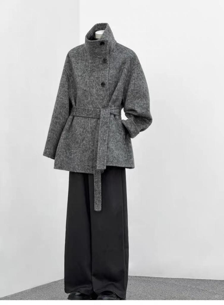 2025 Stand Collar Double-Sided Cashmere Wool Women's Mid-Length Petite Slimming Coat