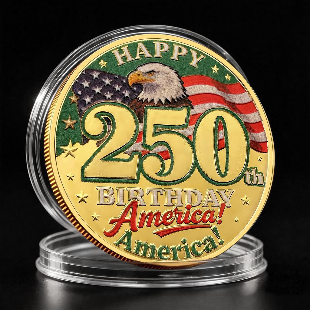 250th Anniversary Commemorative Coin Independence Day Founding Medal Challenge Coin Embossed Metal Coin Color Printed Badge