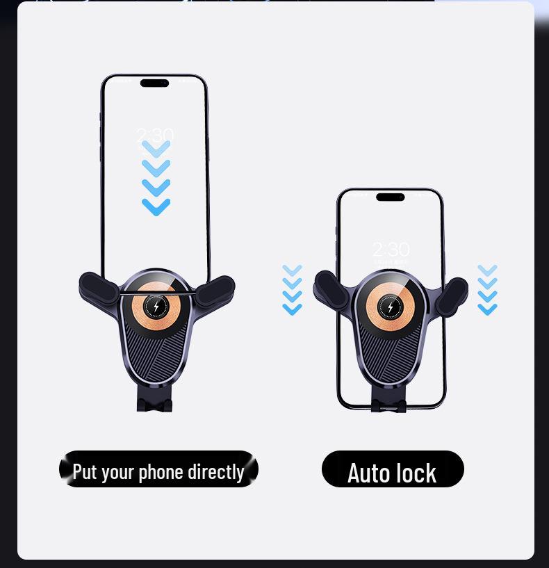 360° Rotating Wireless Charging Car Phone Mount for Air Vent & Dashboard.