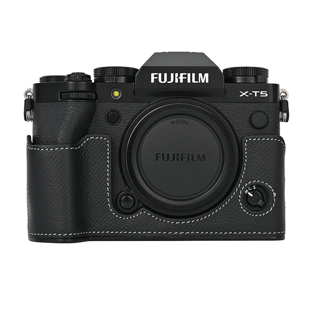 Aluminum Metal Camera Bag Genuine Leather Half Body Case For Fujifilm XT5 Fuji X-T5 Battery Opening Bottom Cover