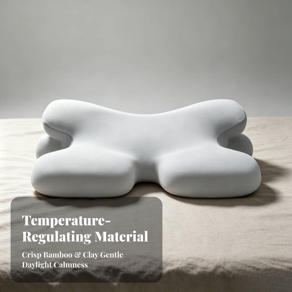Cervical Support Pillow with Ice-Silk Cover Contoured for Bedroom, Back Sleepers
