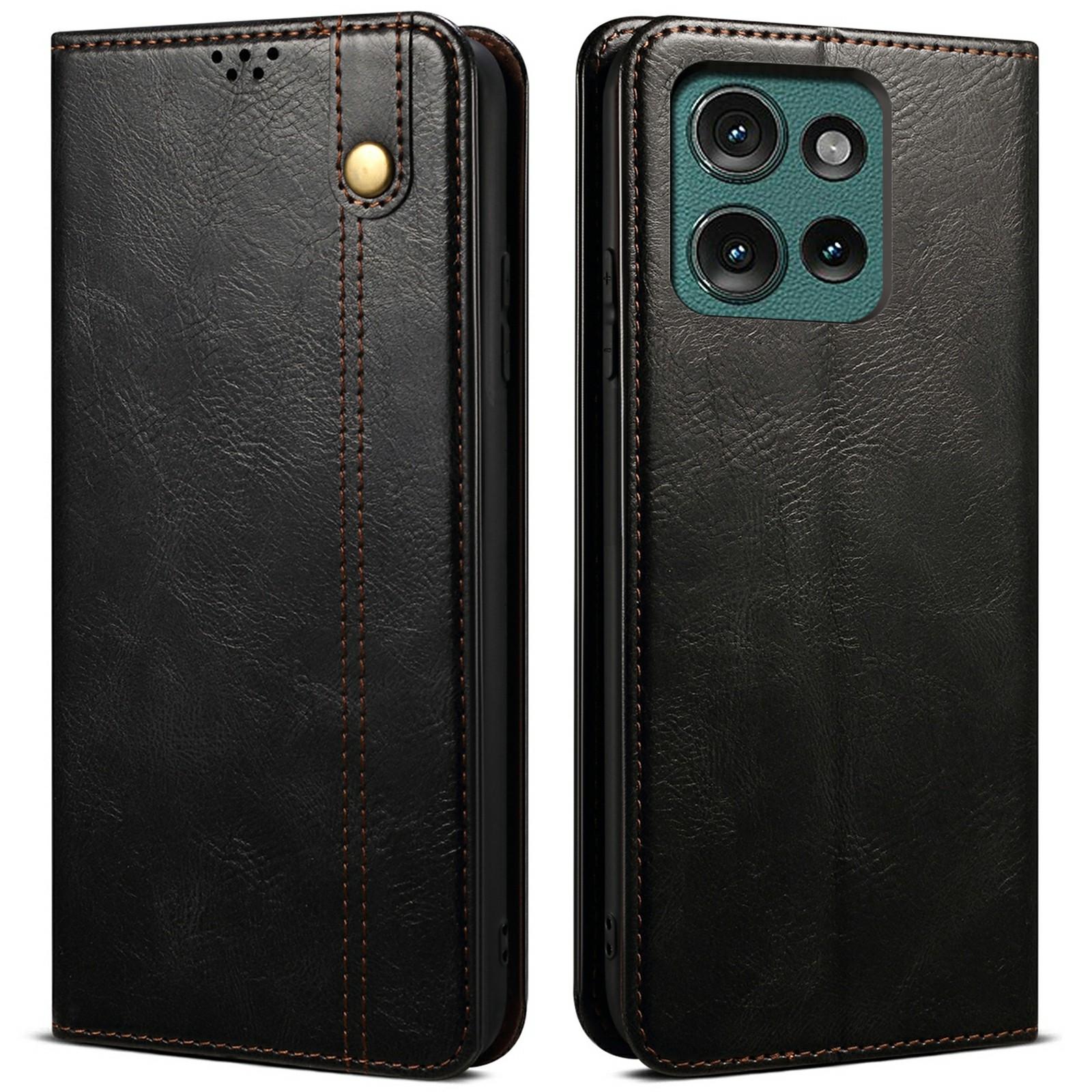 

Для Motorola Moto G75 5G Чехол Текстура Crazy Horse Вощеная Кожа Кошелек Подставка Чехол для Телефона A