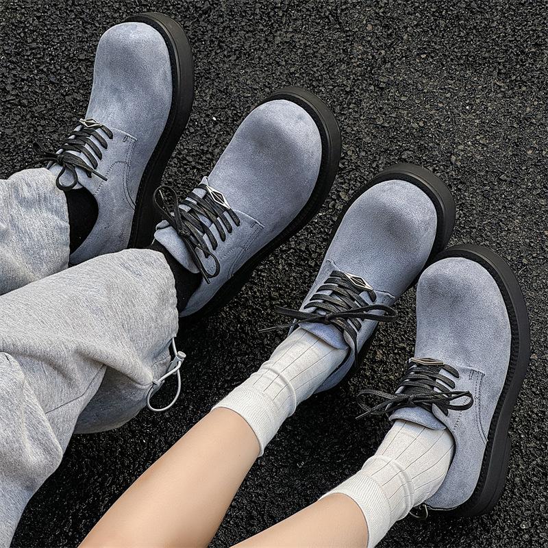 Men's and Women's Same 2025 New American Trend Leather Shoes Casual Big Head Shoes Fashion Heightening Retro Commuter Derby Shoes
