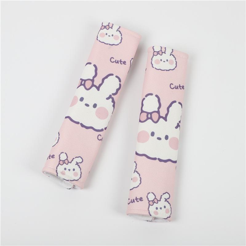 Cartoon Bunny Ice Silk Car Seat Belt Shoulder Pad Cover Anti Chafe Car Accessory