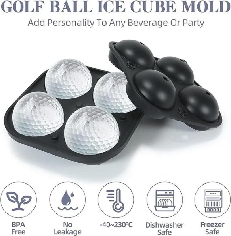Golf Silicone Ice Ball Round Mold Whiskey Special 4 Golf Ice Grid Mold Kitchen Tools