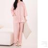 Yes Family Double Gauze Pajama Polka Dot Size Pink Polka Dots Women's Set, 100% Cotton, 3/4 Sleeves, Pattern, M,
