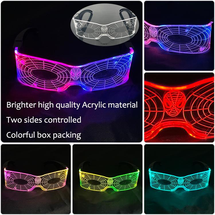 New Acrylic Luminous Glowing Cyberpunk Glasses LED Light Up Halloween Party Glasses Bar Club Props Neon Glasses Supplies