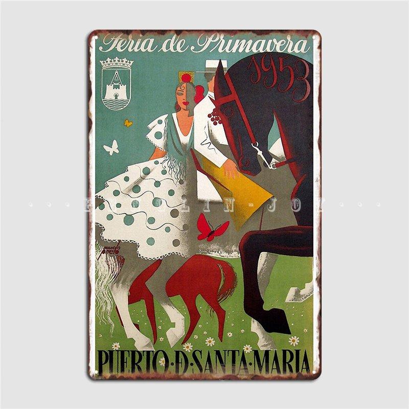 

Feria De Primavera 1953, винтажный дорожный постер, металлическая вывеска для клуба, дома, пещеры, паба, украшение, настенная живопись, жестяная вывеска, постер