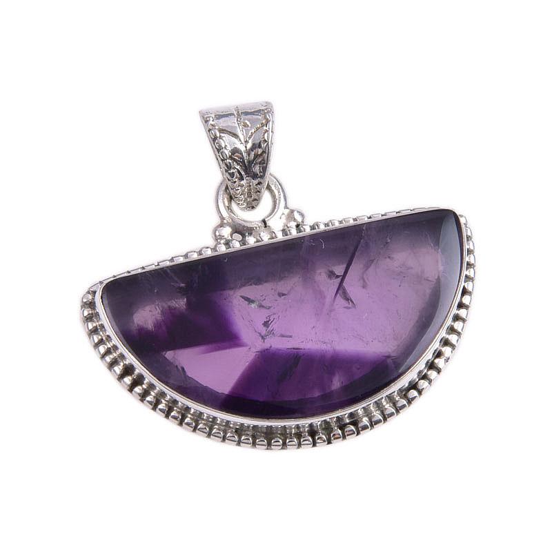 Natural Cloud Amethyst Gemstone 925 Solid Sterling Silver Gift Pendant 1.5" k9I89