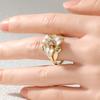 Aesthetic Inlaid White CZ Enamel Flower Women's Ring Trendy Gold Color Hand Carving Daily Wear Party Jewelry Anniversary Gift