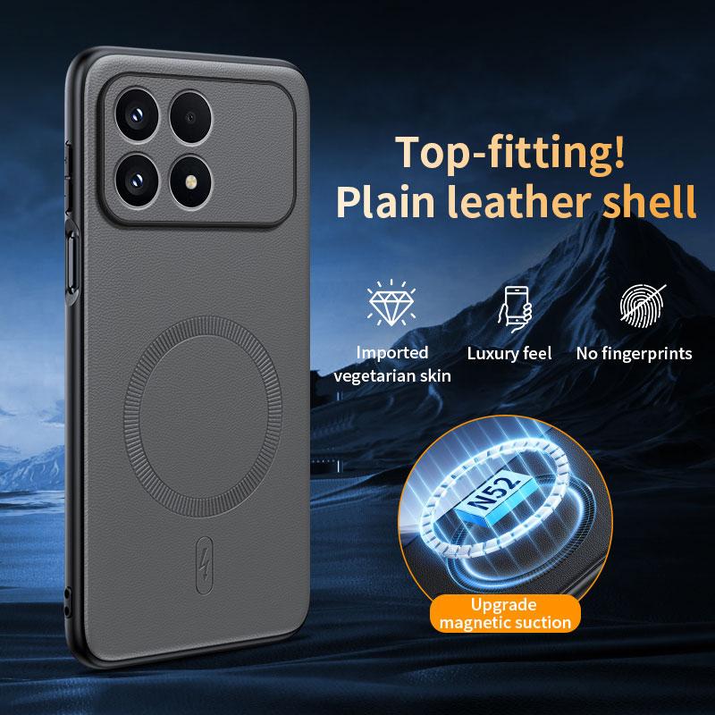 For Xiaomi POCO F8 Ultra F8 Pro 5G Case Magnetic For MagSafe Luxury Silicone PU Leather Back Cover Shockproof Bumper