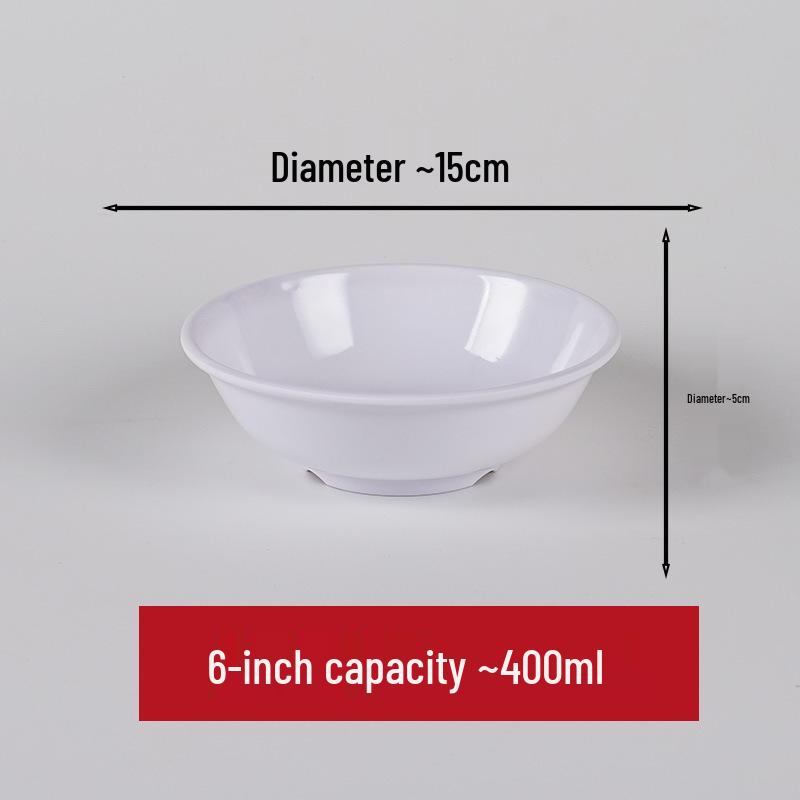 Melamine A5 Imitation Porcelain Rolled Edge Bowl for Breakfast, Restaurant, Congee, Rice, Porridge, Liangpi, Soy Milk, Soup, or Wonton.