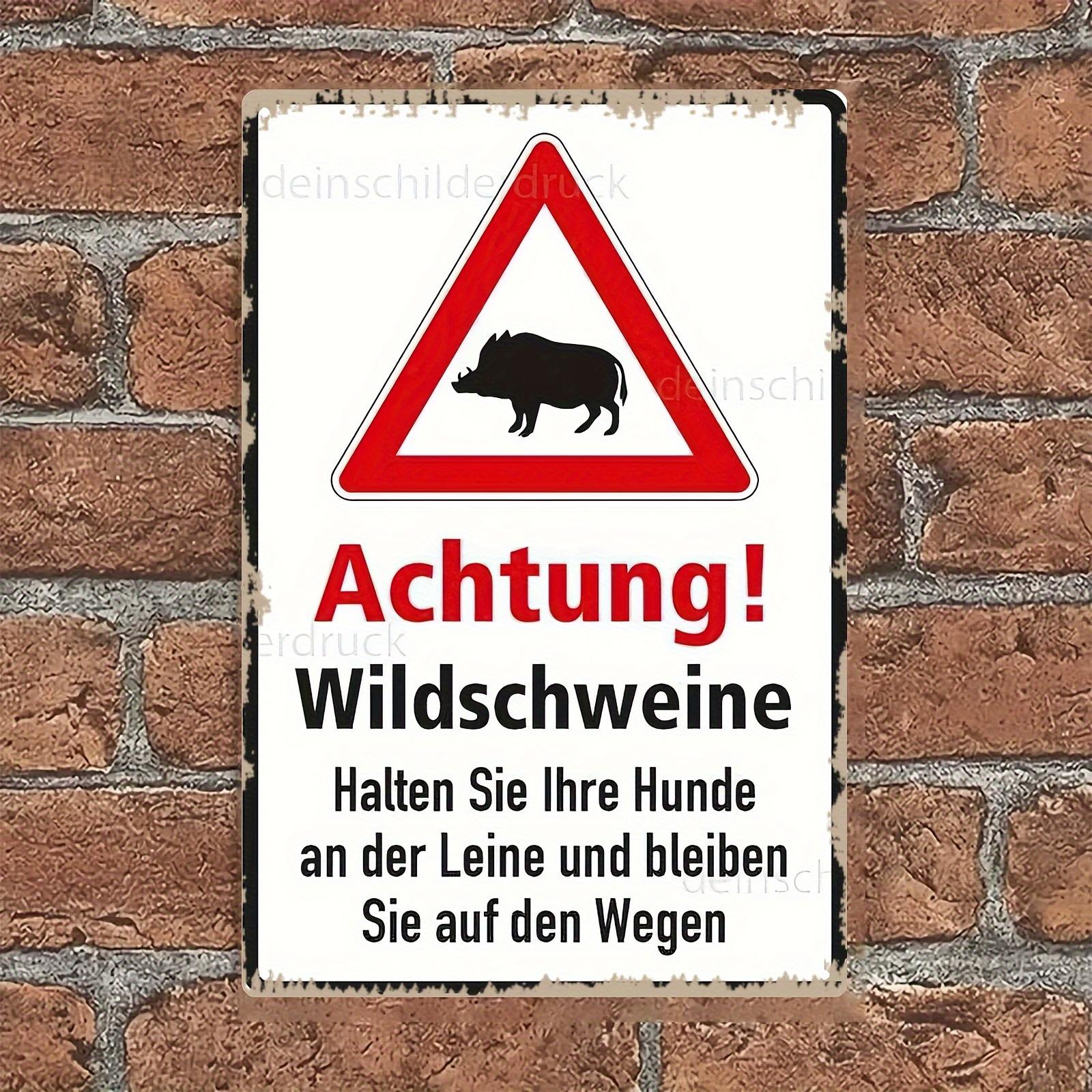 

Humorous Wild Boar Warning Metal Sign Rustic Tin Wall Art with German Text Perfect for Home Decor Cabin Accents and Gift aluminum 20x30cm