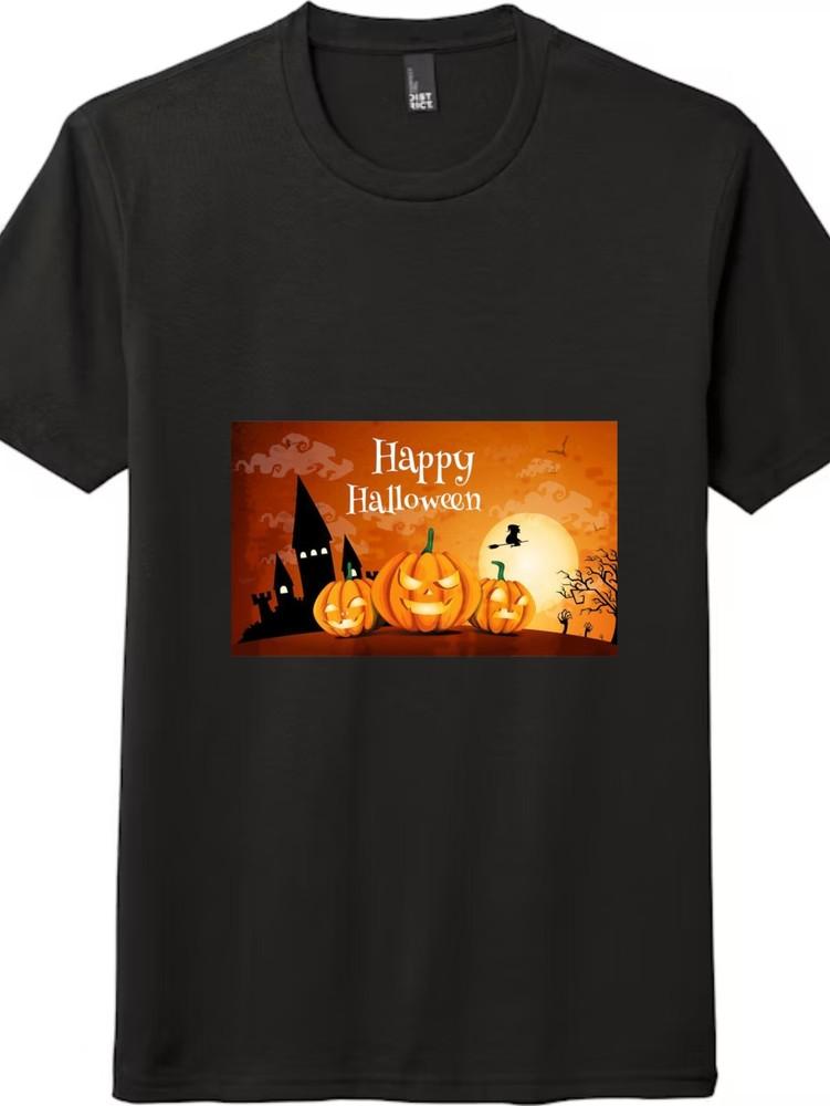 

Halloween Pumpkin and Witch Fantasy Scene T-Shirt M