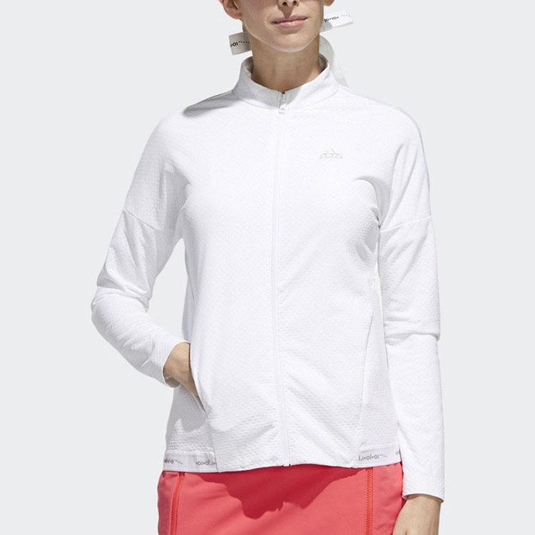 adidas Logo Potlač Písmen Vysoký Golier Dlhý Rukáv Bunda Dámska Bunda Biela FJ3852