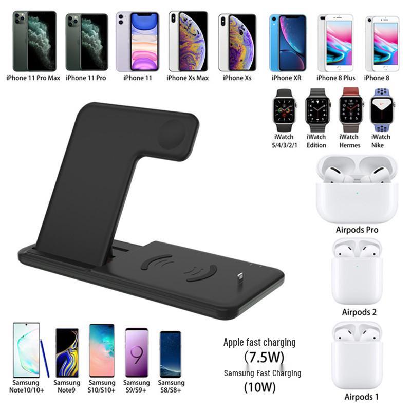 Foldable 3-in-1 Wireless Charging Stand for Phone, Watch & Earbuds