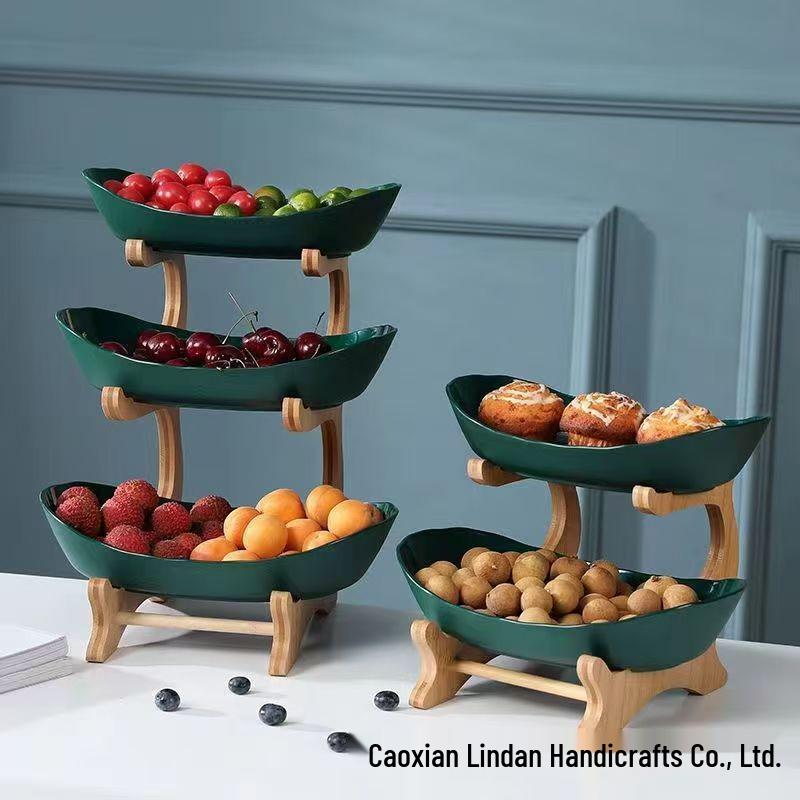 In-Stock 3-Tier Bamboo Wood Fruit & Snack Rack for Living Room or Parties