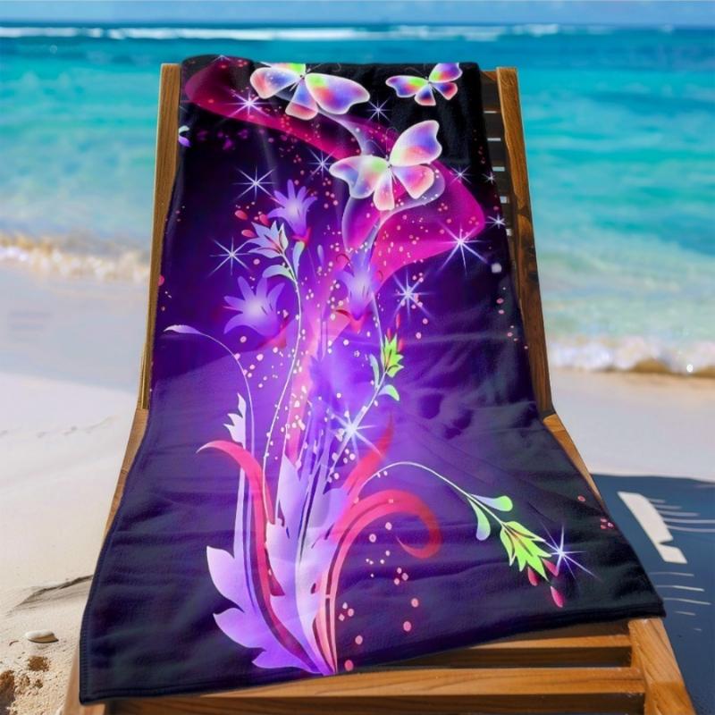 

1pc Vibrant Butterfly & Floral Beach Towel - Soft, Ultra-Absorbent Microfiber, Lightweight, Perfect for Beach, Parties,Camping W30*H60(CM)