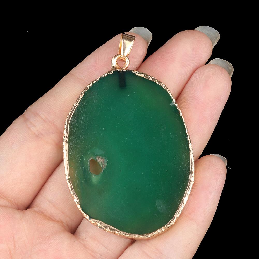 Natural Stones Agate Crystal Pendant Gold Plated Gemstone Druzy Necklace Pendants for Women Fashion Jewelry