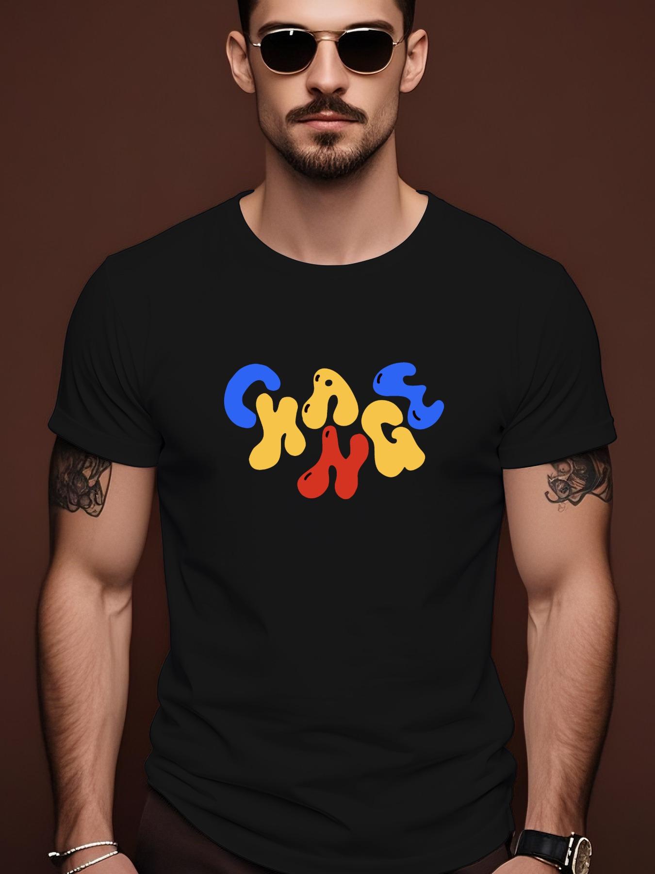 Summer Tshirt with Playful Cartoon Design - Yellow Crew Neck XXXXL