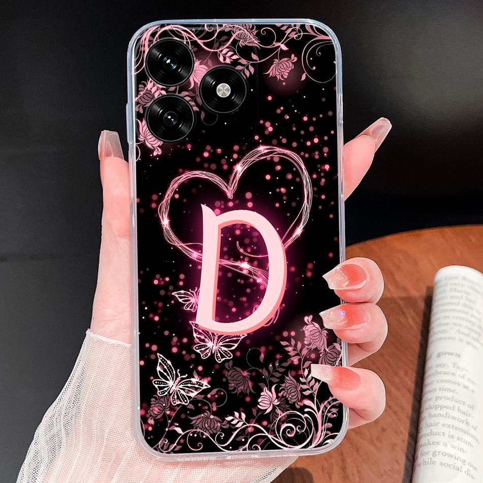For Honor Play 10A 10T 9A 7T Phone Case Pink Heart Letters Soft Clear TPU Silicone Cover For Honor Play10 A 9 A Lightweight Capa