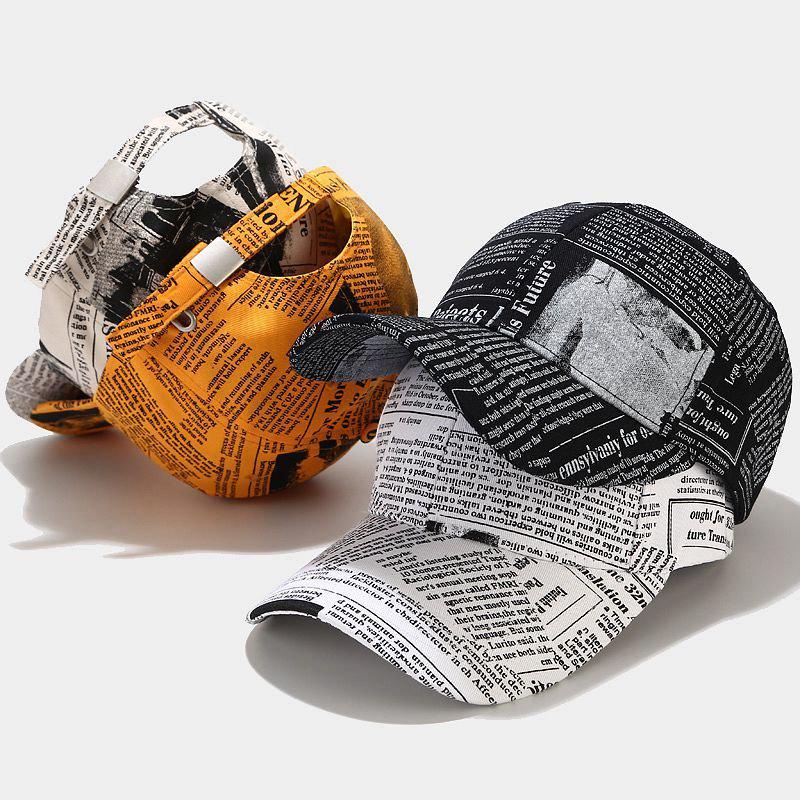 Gorra con diseño de periódico Unisex, gorra de béisbol informal con estampado de grafiti, sombreros ajustables para mujeres y hombres, gorro de Hip Hop callejero