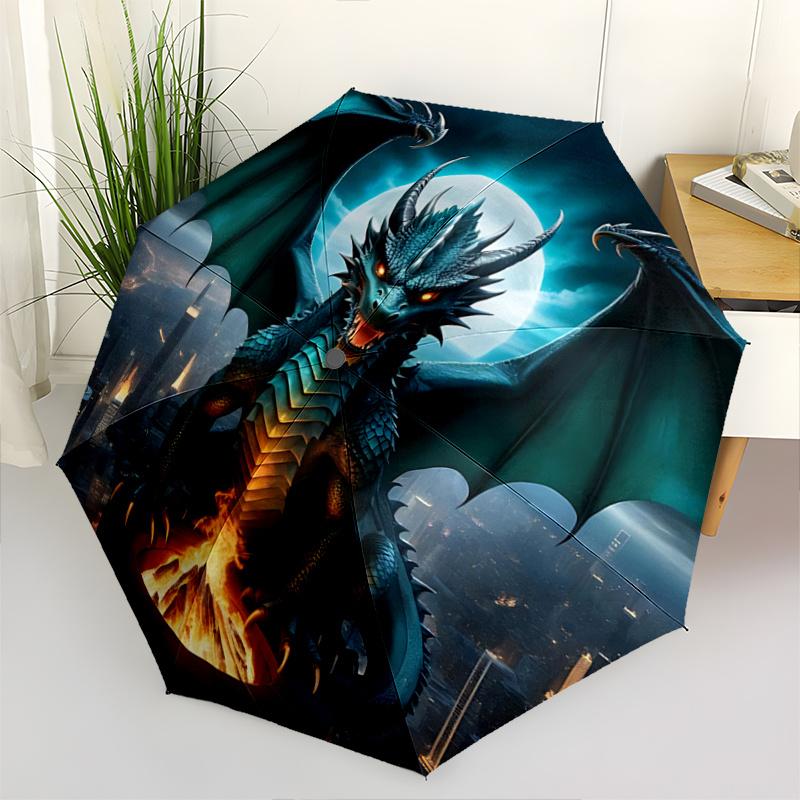 1pc Dragon Guardian Automatic, Cute Cartoon Pattern, Portable Outdoor Umbrella, Perfect, Holiday Gift for fans.A022
