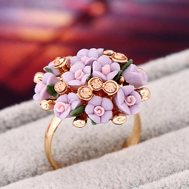 Buy Fashionable Women Crystal Ceramic Flower Ring at affordable prices