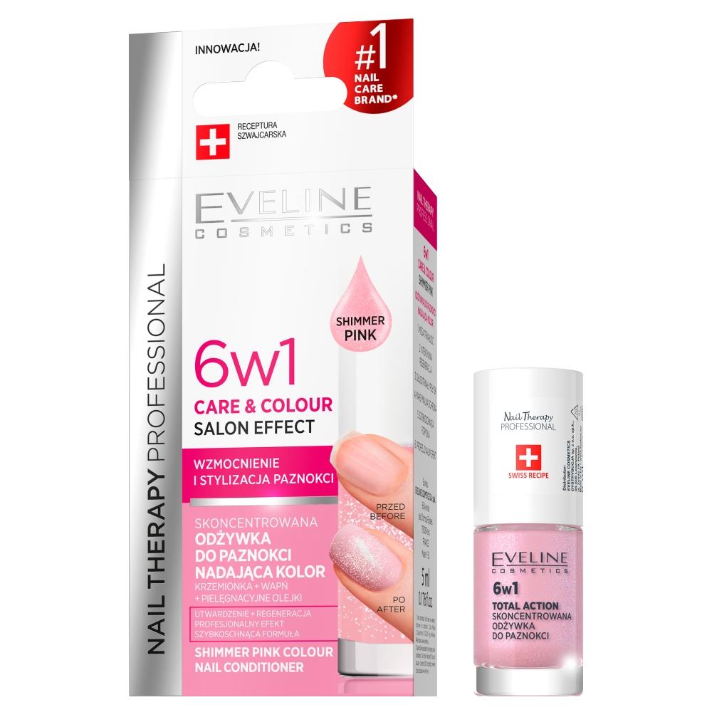 Eveline Nail Therapy 6-in-1 Shimmer Pink Conditioning Nail Polish, 5ml