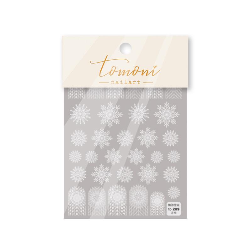 1 Piece 5D Embossed White Snowflake Nail Stickers Winter Christmas Snowflake Nail Art Stickers Self-adhesive Decorative Slider