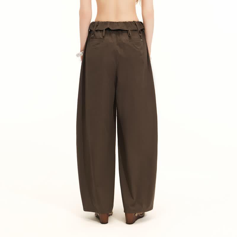 unifree Loose Fit Casual Pants with Flip Waistband