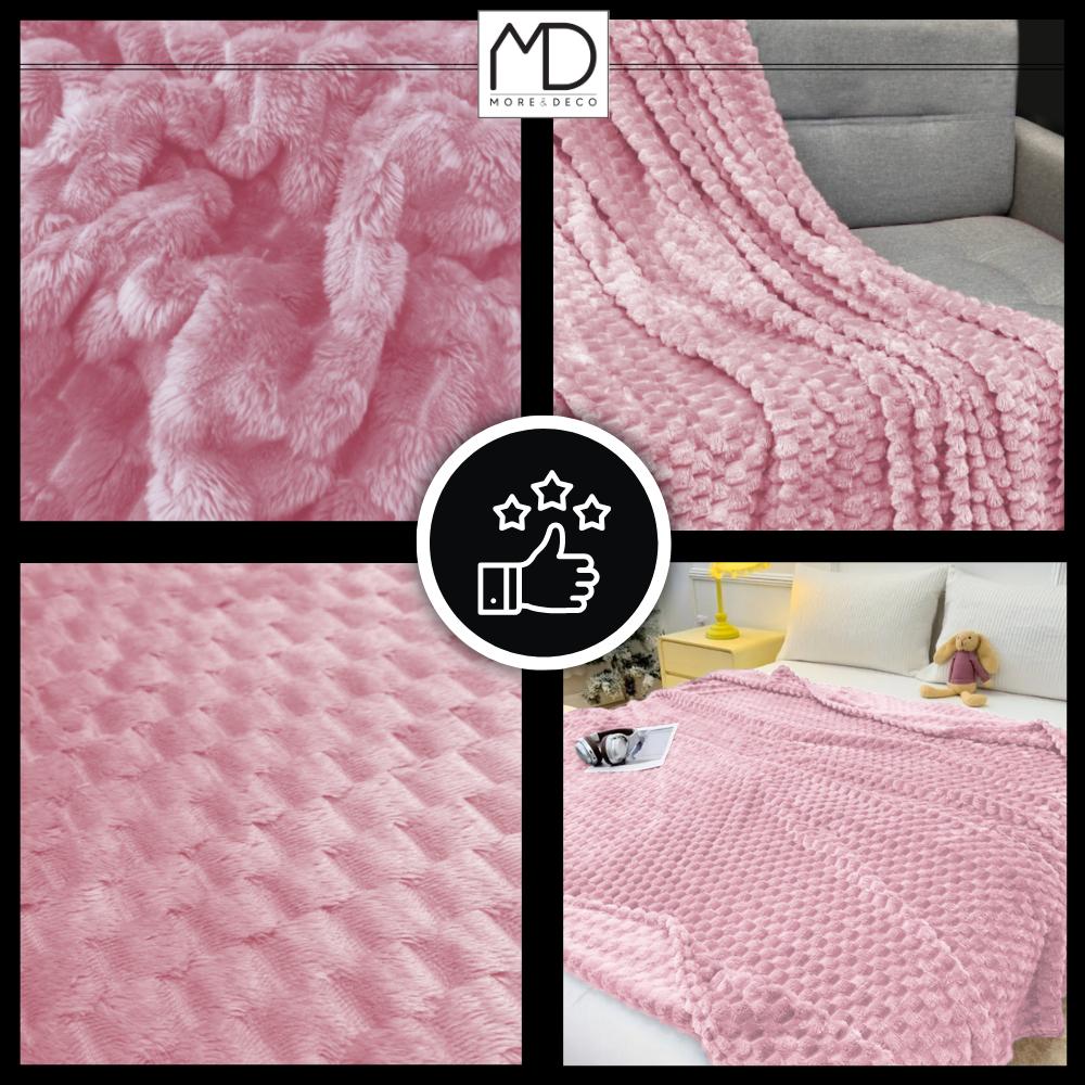 Blanket bedspread squares pink embossed 160x200 cm name day gift