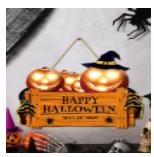 Happy Halloween Wooden Sign, Pumpkin With Hat Wooden Sign, Suitable For Home, Wall, Room,Cafe, Shop, Party, Holiday Decoration