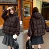 New splicing hooded cotton clothes women's short loose warm puff cotton clothes jacket fashionable thickened outside