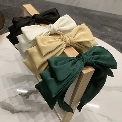 Kobiety Wysokie Czaszki Satynowa Tkanina Kokarda Węzeł Opaski do Włosów Damska Impreza Zakupy Nakrycie Głowy Szeroka Opaska do Włosów Akcesoria do Włosów