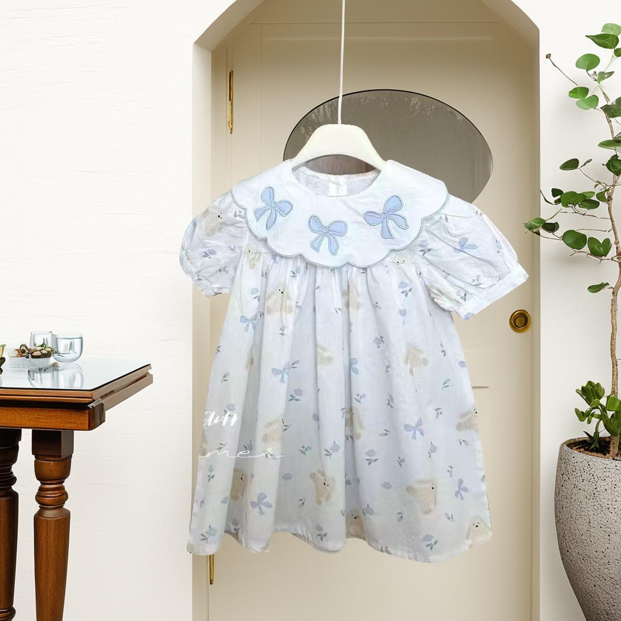 Summer New Girls Dress Cute Floral Print Doll Collar Princess Party Dress For Kids Baby Toddler 80cm