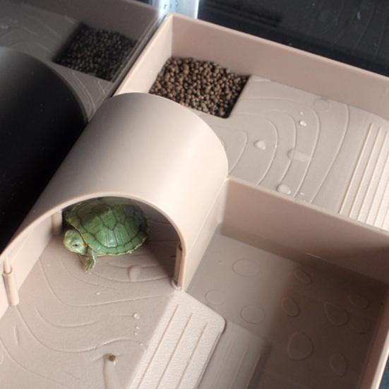 Schildkröten-Aalplattform mit Futtertrog, Kletterleiter, Unterschlupfhaus, Schildkrötenrampe, Reptilienhaustierspiel- und Ruheterrasse, Aquariumzubehör