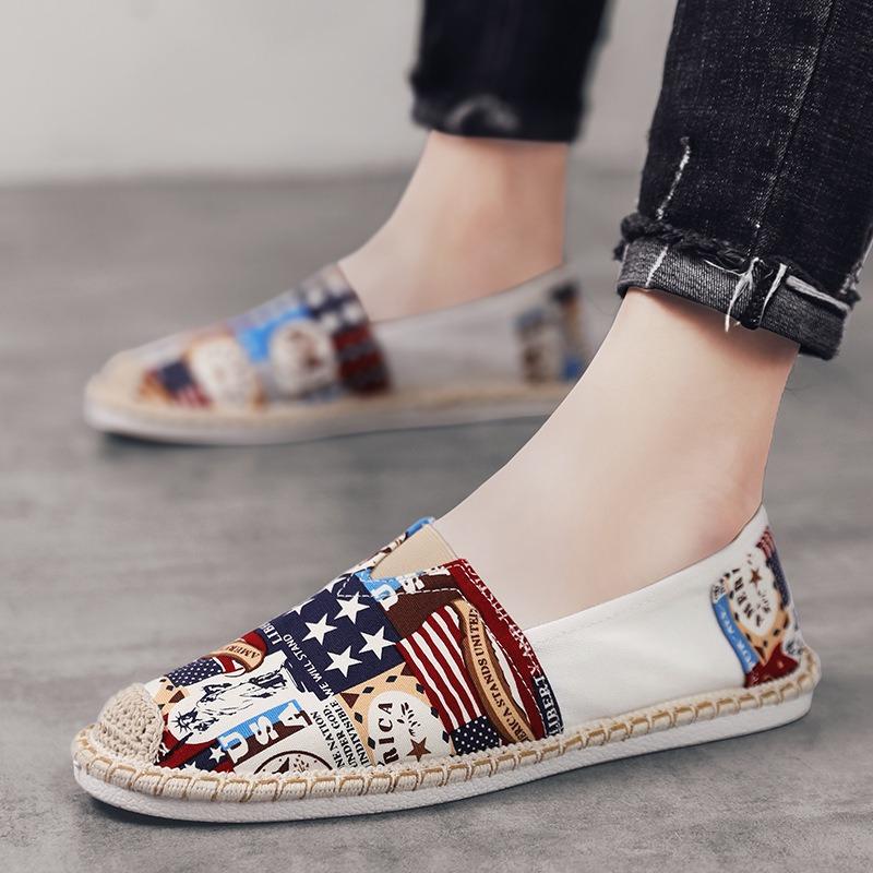 Fashion Summer Linen Breathable Casual Flats Shoes Mens Espadrilles Loafers Fashion Men Canvas Shoes Fisherman Shoe Driving Footwear