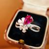 New High-quality Simulation Pigeon Red Gemstone Ring Banquet Wedding Cocktail Ball Birthday Accessories