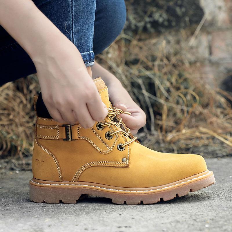 Cowhide Short Boots Thermal Cotton Boots Tooling Boots Hairy Martin Boots Women'S Boots British Leather High-Top Women'S Shoes