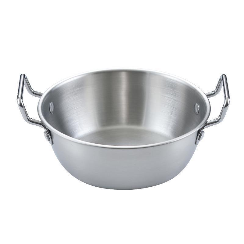 Korean Style Stainless Steel Snack Bowl with Handles - Versatile for Rice, Salad, Hot Pot, Sauces, French Fries, Fruits, and Fried Snacks