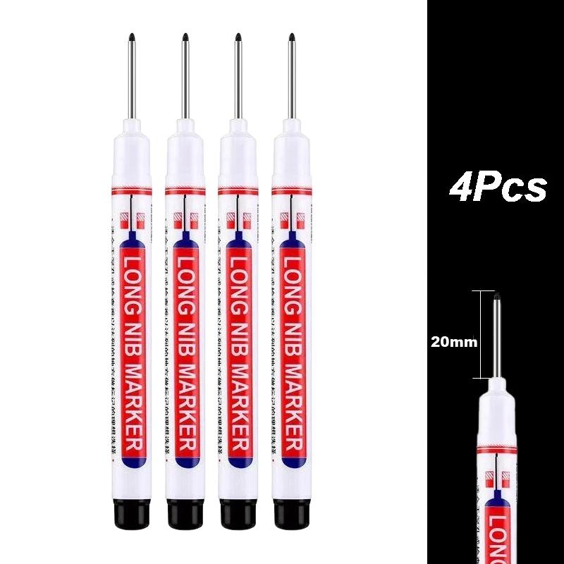 4Pcs/Set 20mm Deep Hole Long Nib Head Markers For Metal Perforating Pen Waterproof Bathroom Woodworking Decoration Multi-Purpose