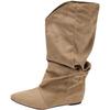 Fashion Autumn Winter Pleated Women Mid Calf Boots Fashion Slip On Internal Elevation Shoes Street Style Banquet Party Short Botas Mujer