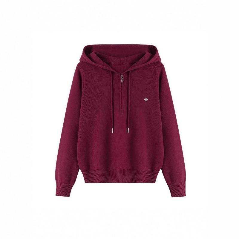 Autumn and winter new drawstring hooded sweater women's loose and thin versatile small fresh knitted sweater top