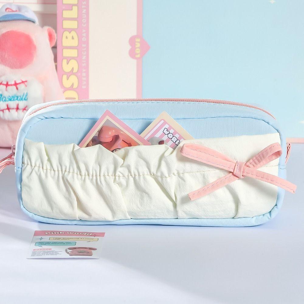 Multi-layer Pen Bag Color-blocking Stationery Storage Bag Portable Pencil Case  Students Gift