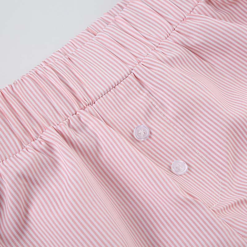 Lässige Shorts mit Streifenmuster für Damen, elastische Taille, modische Knopfhose, Streetwear, schick, Basic, Y2K, lockere Shorts