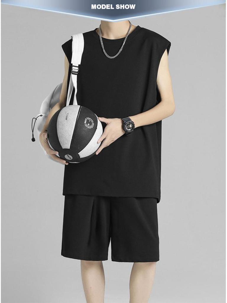 Herren Sommer Fitness Rundhals Ärmelloses T-Shirt – Einfarbig